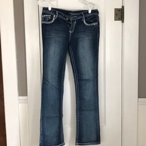 Embellished Medium Washed Straight leg jeans